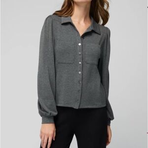 White House Black Market Passport Button Shirt Women Gray size L Minimalist